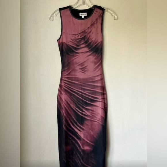 Superdown Ada Black Pink Body Printed Mesh Midi Dress - Picture 4 of 6